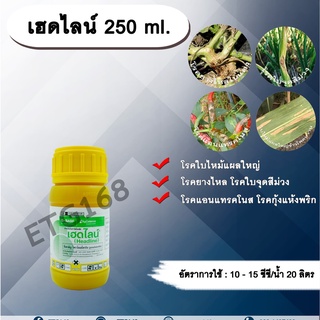 เฮดไลน์ 250 ml. ไพราโคลสโตรบิน กำจัดโรคพืช โรคใบไหม้แผลใหญ่ ยางไหล โรคใบจุดสีม่วง โรคแอนแทรคโนส