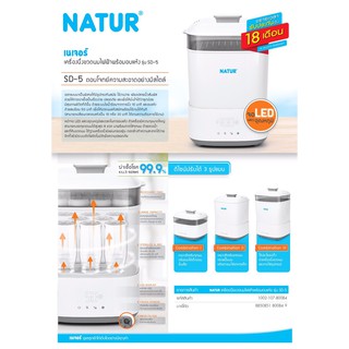 Natur เครื่องนึ่งขวดนม SD - 5 นึ่งขวดนมคอกว้างได้ 10 ขวด  พร้อมส่ง