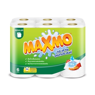 Maxmo แม๊กซ์โม่ เร้กกิวล่า โรล กระดาษอเนกประสงค์ 6 ม้วน รุ่นประหยัด