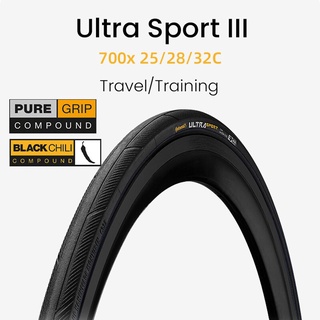 Continental UltraSportIII 180 TPI ยางล้อรถจักรยาน แบบลวดเหล็ก 700C X 23C 25C ไม่พับ