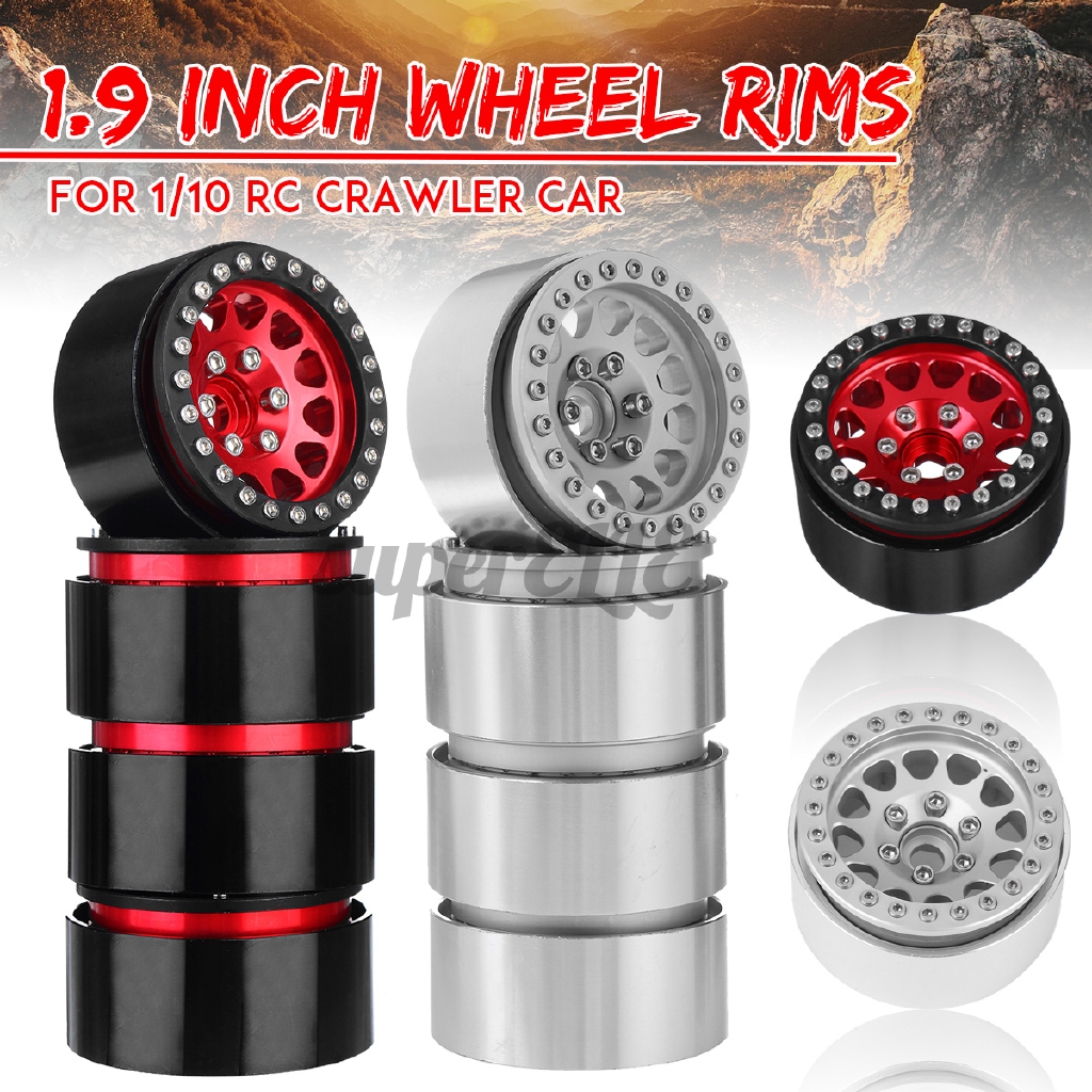 Green+Black 4PCS Metal 1.9 Beadlock Wheel Rims for 1/10 Scale Rc Crawler Traxxas TRX-4 Axial Scx10 II D90 Tamiya CC01 D110 