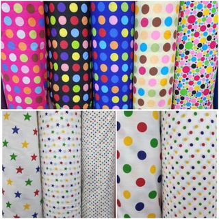 ผ้าลายการ์ตูน​ ผ้าคอตตอลผสม จุด dot ดาว ทีซีการ์ตูน 016 หน้า…