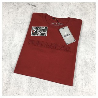 เสื้อยืด พิมพ์ลายโลโก้ PULL AND BEAR MAROON 1: 1 ของแท้