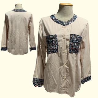 ใหม่!! เสื้อเชิ้ตแต่งผ้าทวีตสวย
