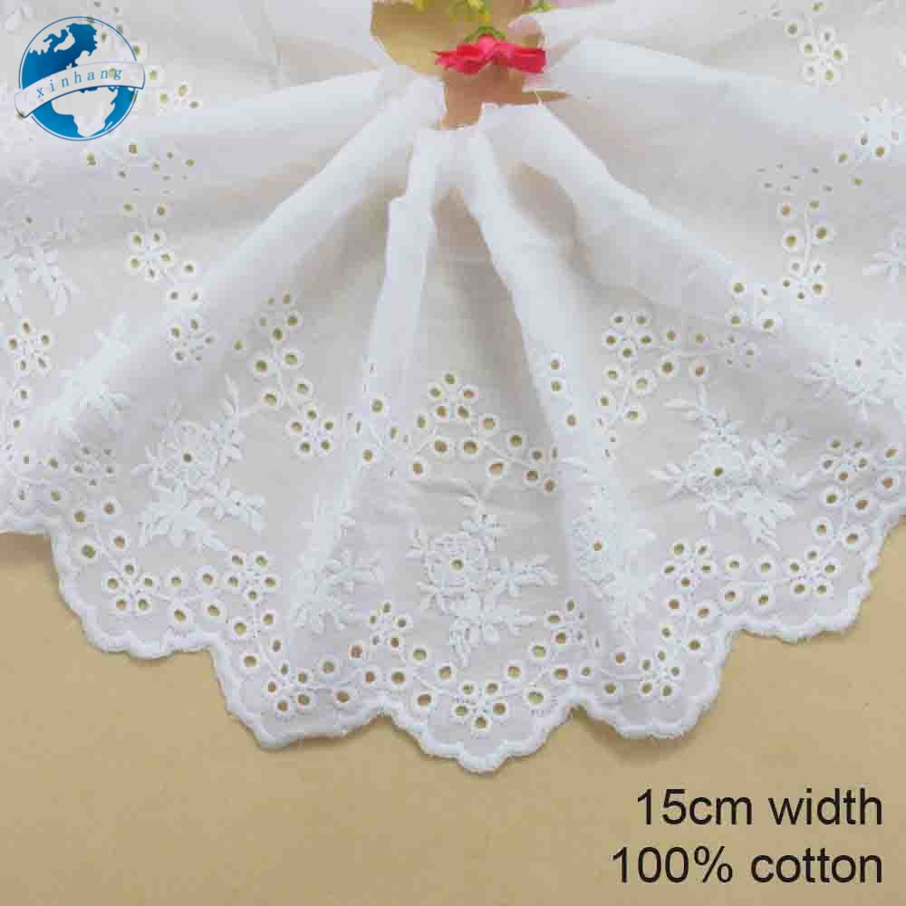 ชุดริบบิ้นลูกไม้ ขนาดกว้าง 15 ซม. ทำจากผ้าฝ้าย 100% สต็อก #3704 สำหรับงาน DIY และเป็นอุปกรณ์ตกแต่งเสื้อผ้า