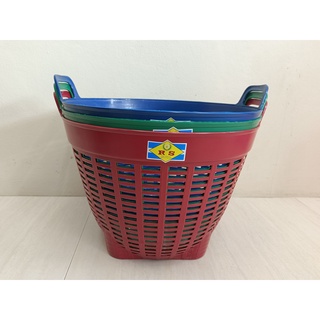 เข่งพลาสติก #6 กว้าง 38 cm. สูง 29 cm. หูเหลี่ยม ตะกร้า พลาสติก plastic basket