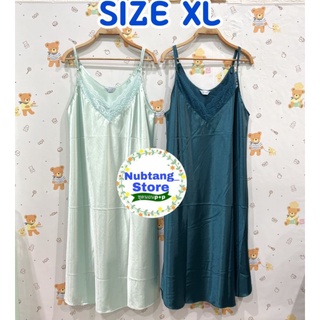 ชุดนอนผู้ใหญ่ (P+P)กระโปรงสายเดี่ยวผ้าซาติน สีพื้น (size Freesize-XL)