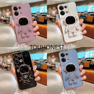 เคส OPPO Reno 4 เคส  Oppo Reno 5 เคส OPPO Redno 8 Pro เคส OPPO Reno6 เคส Oppo Reno3 เคส Oppo Reno 5 K 5K เคส Oppo Reno7 Pro เคส Oppo Reno 2Z 2F Phone Case เคสโทรศัพท์มือถือ ซิลิโคน ลายนักบินอวกาศ 3D พร้อมขาตั้ง หรูหรา สําหรับ