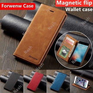 ซองใส่โทรศัพท์หนังยี่ห้อ Forwenw brand mobile phone case leather case for Samsung Galaxy Note 10 9 Plus Lite M80S M60S M10 magnetic flip card slot leather wallet Protective cover