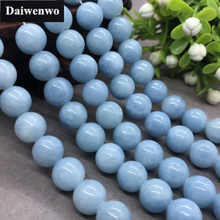 Yellow Jade Beads ลูกปัดหยกเหลือง 4-12 มม. ทรงกลมสีฟ้าโมราลูกปัดหิน DIY