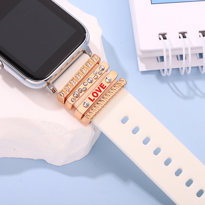 ชุดจี้แหวนซิลิโคน รูปตัวอักษร Love สําหรับ Apple Watch