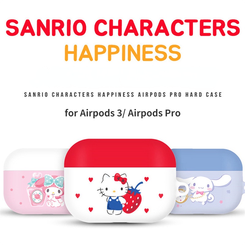 ของแท้ เคสแข็ง ลาย Sanrio Hello Kitty Mymelody กันกระแทก พร้อมพวงกุญแจโลหะ สําหรับ Apple Airpods 3 Airpods Pro