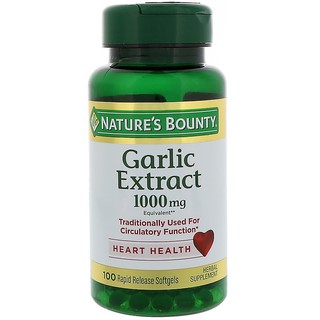 Natures Bounty, Garlic Extract, 1,000 mg, 100 Rapid Release Softgels สารสกัดกระเทียม