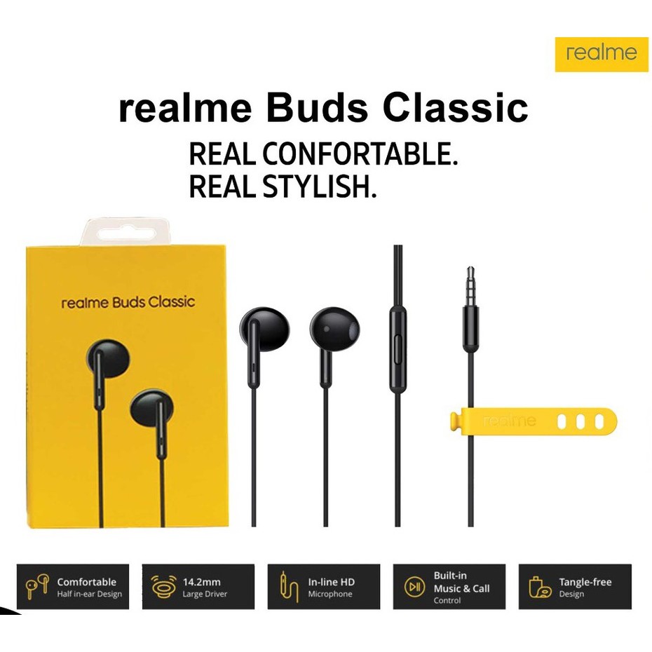 หูฟังแท้ Realmeฟังเพลงได้ สนทนาได้realme Buds Classic, Real Comfortable Real Stylish