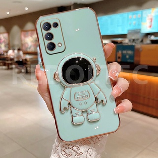 เคส OPPO Reno 5 5 Pro Reno 4 Reno 3 A91 Reno 6 6 Pro เคสโทรศัพท์มือถือ ซิลิโคนนิ่ม ลายนักบินอวกาศ 6D พร้อมขาตั้ง สําหรับ