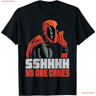 Scarlet Store 100%cotton เสื้อ ยืด ผ้า มัด ย้อม Marvel Deadpool SSHHHH No One Cares Whisper T-Shirt men เสื้อ ยืด ผู้ชาย