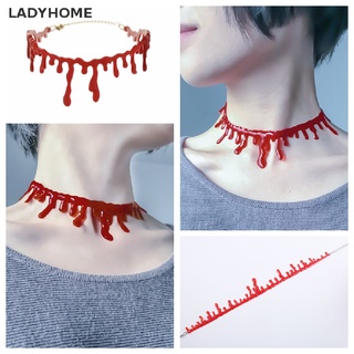 Ladyhome สร้อยคอโช้คเกอร์ ลายบอลร็อค เลือดแดง สไตล์พังก์ร็อค ปาร์ตี้ฮาโลวีน