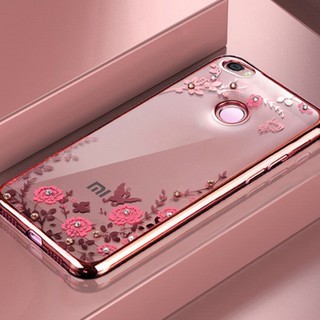 XiaoMi Redmi 3X 4 4x 4A 5A 5 Silicone Diamond Clear Cover Flower Flora Cases