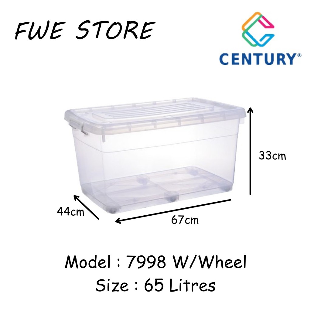 Century กล่องเก็บของแบบใสมีล้อ 65 ลิตร - 7998
