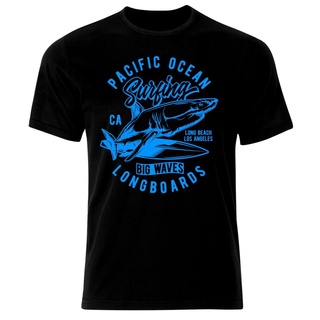 เสื้อยืดโอเวอร์ไซส์เสื้อยืด พิมพ์ลาย Pacific Ocean Shark Vine Surf แฟชั่นฤดูร้อน สําหรับเล่นเซิร์ฟS-3XL