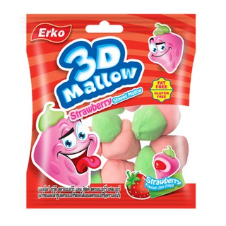 Erko MALLOW 3D STRAWBERRY เออโก้ แมลโลว์ ทรีดี ไอศครีม รสสตรอเบอร์รี่ ขนาด 30กรัม ยกแพ็ค 12ชิ้น