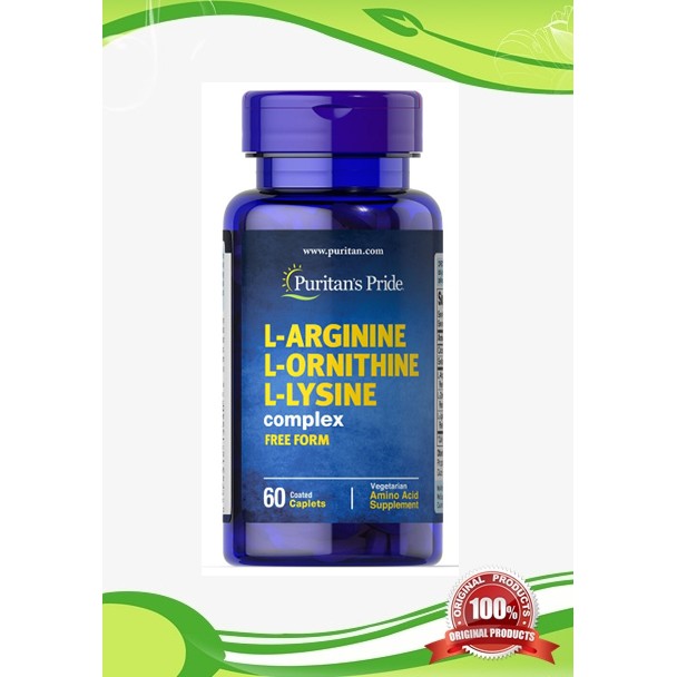 ลดน้ำหนัก และ เพิ่มความสูง  Puritan's Pride Tri-Amino L-Arginine L-Ornithine L-Lysine 60 Tablets