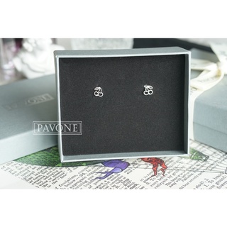 Pavone Jewelry ต่างหูเงินแท้ รูปเชอรี่🍒 แบบที่ 2 ชุบทองคำขาว🤍 (สีเงิน) (ER0015)