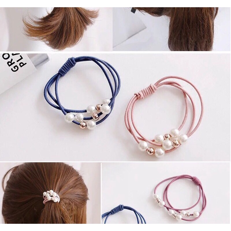 365mallshop  PP53 (ร้านไทย) หนังยางรัดผมเกาหลีสไตล์เกาหลีไข่มุข ความยืดหยุ่นสูง ยางรัดผม - รูปที่ 6