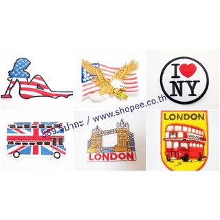 ตัวรีดติดเสื้อ ตัวรีด ธงชาติ ประเทศ อเมริกา USA ออสเตรเลีย อังกฤษ UK Union Jack Iron on patch อาร์มติดเสื้อ ตัวรีดติดผ้า