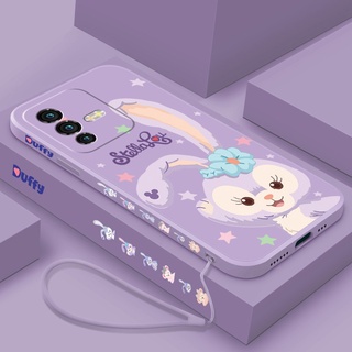 เคสโทรศัพท์มือถือ ซิลิโคนนิ่ม ทรงสี่เหลี่ยม ลายการ์ตูน Stellalou พร้อมสายคล้อง สําหรับ Vivo V25 V25e V23 5G v23e V 23