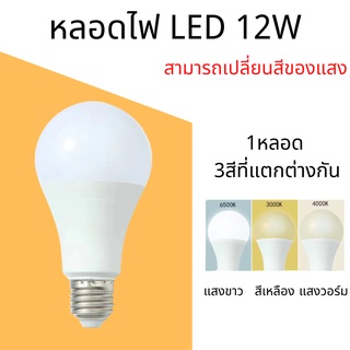 หลอดไฟ LED Bulb ขนาด 12W สีขาว Daylight 6500K/สีขาวนวล Cool white 4000K /สีส้ม Warm white 3000K ขั้วเกลียว E27 หลอดไฟ