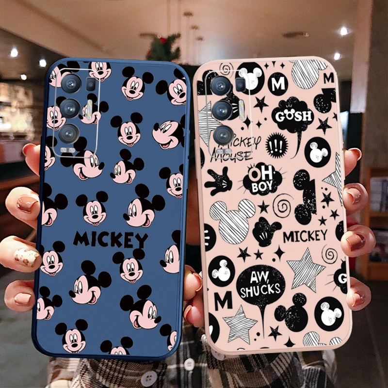 เคสซิลิโคนนิ่ม ขอบตรง ลายมิกกี้เมาส์ สําหรับ OPPO Reno6 Z 5G Reno 5 Pro 4 4G 3 Reno2 Z F