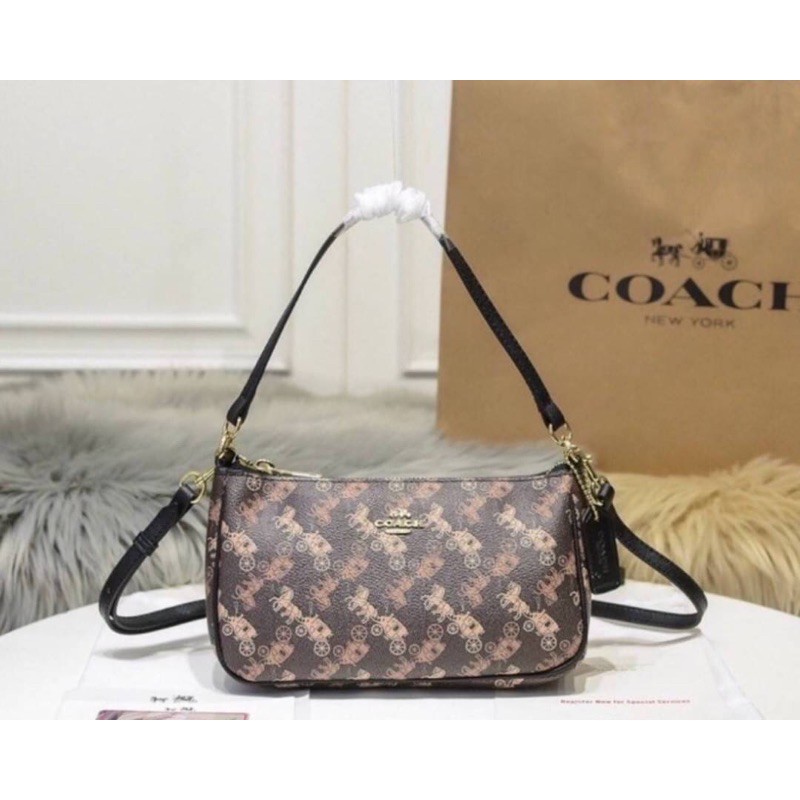 COACH TOP HANDLE POUCH HORSE AND CARRIAGE PRIN