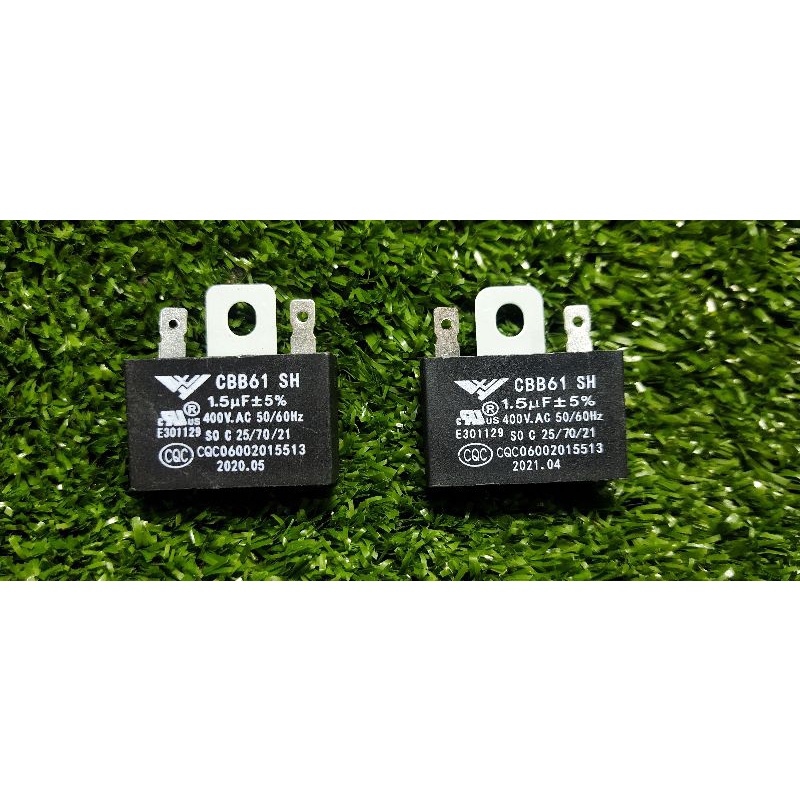 (แพ็ค2ชิ้น) คาปาซิเตอร์ พัดลม 1.5uf/400v แค๊ปพัดลม CAP  Hatari  capacitor  พัดลมฮาตาริ  รุ่นขาเสียบ 