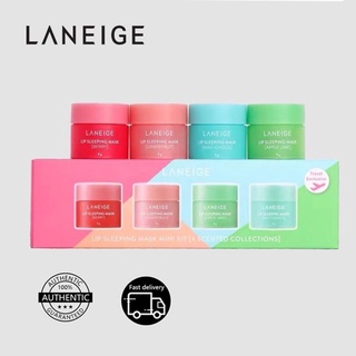 LANEIGE Lip Sleeping Mask Mini Kit (4 Scented Collections) 8g x 4 กระปุก /  Laneige Lip Sleeping Mask (Berry) 3g ลาเนจ