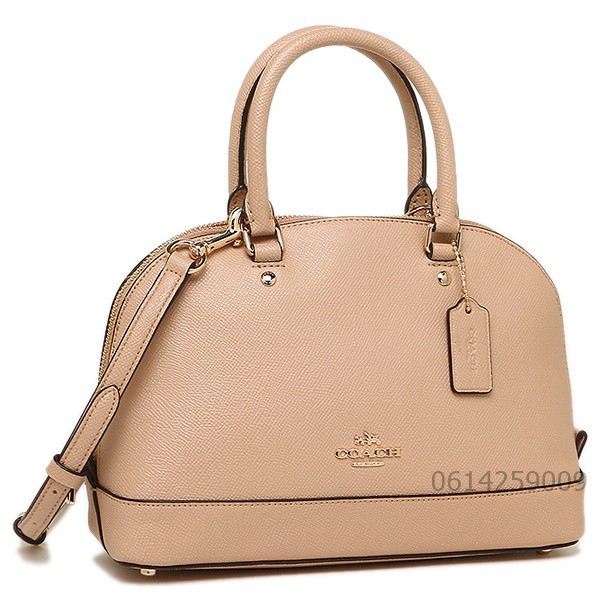 แท้! กระเป๋า COACH f57555 สีเบจ หรู MINI SIERRA SATCHEL IN CROSSGRAIN LEATHER