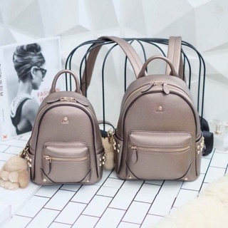 KEEP รุ่น Duo Sister backpack หนังวัวแท้ฟอกนาโนเนื้อดี นิ่มมาก ลายหนังชัด ทนทาน