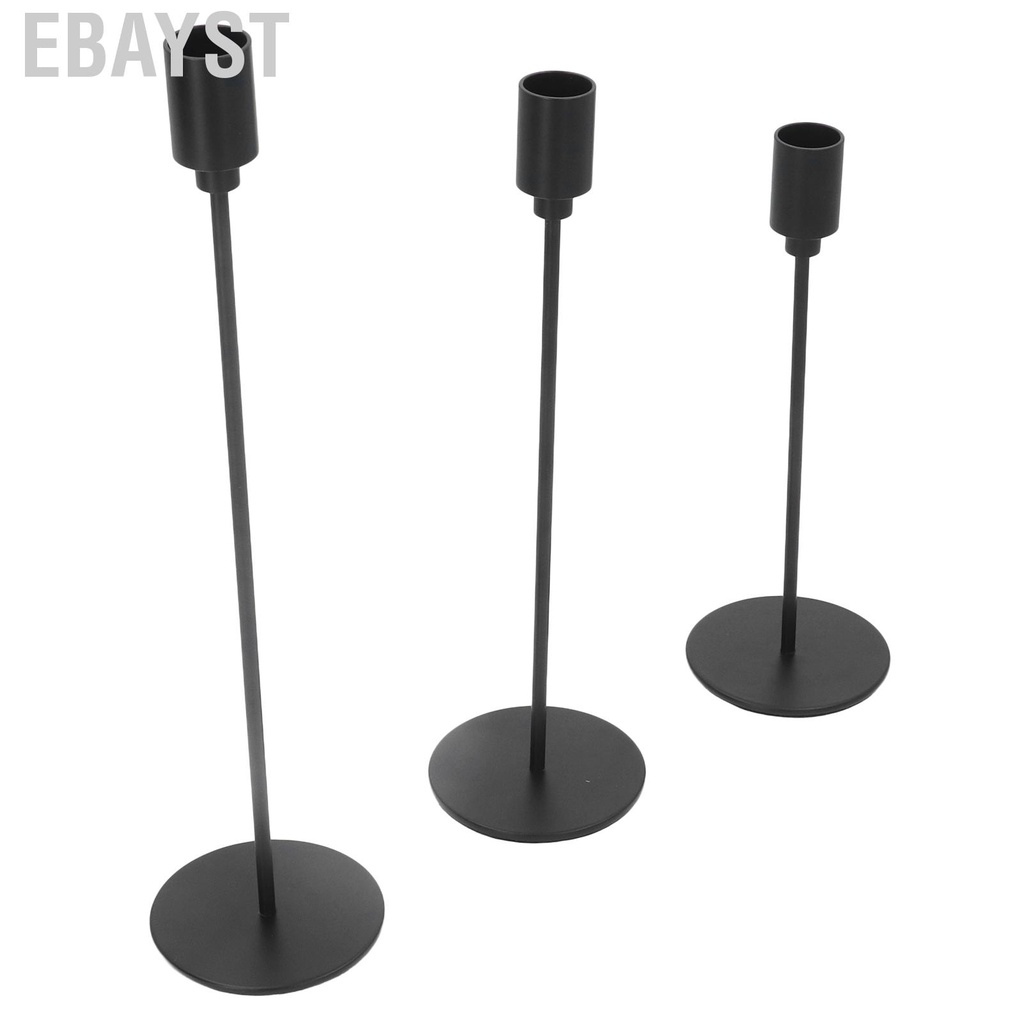 Ebayst 3 Sets Black Candlestick Holders Matte Metal Wrought Iron