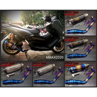 ท่อNmax 2020 ปลายท่อ14นิ้วพร้อมคอท่อเลสแท้สีรุ้ง