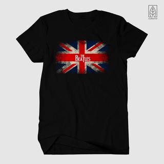 เสื้อยืด พิมพ์ลายธง THE BEATLES THE BEATLES ENG สีเมทัลร็อค