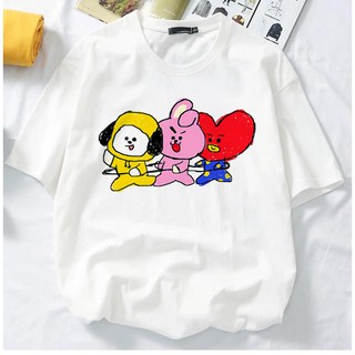 ** # WUX * BTS BT21 เสื้อยืดแขนสั้นลายกราฟฟิคเกาหลี FashionmCouple Unisex Tee