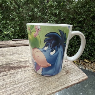 Pladao Ceramic Eeyore Apple &amp; Worm แก้วกาแฟ มัค เซรามิค สีฟ้า Disney 12 oz./360 ml.