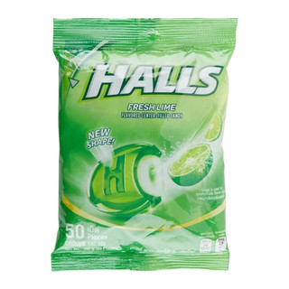 ฮอลล์ลูกอมสอดไส้กลิ่นเฟรชไลม์ถุง50เม็ด 140กรัม Halls Fresh Lime Flavored Candy 50 tablets 140 g.