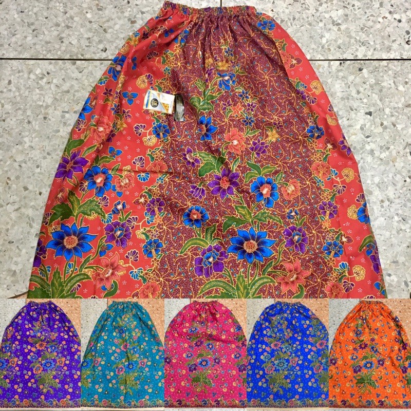 ผ้าถุงเอวยาง/อาบน้ำ ลายดอกสีเข้ม แบบสั้น/ยาว 6 สี