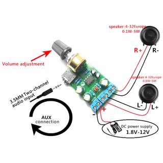 utake dc 1 . 8-12 v tda 2822 m 2 . 0 # mini aux แผ่นบอร์ดโมดูลขยายเสียง