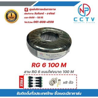 GLINK RG6 100M สาย RG6 แบบไฟขนาด100M ฟรีหัว BNC แบบบีบ x8 DC หัวแจ็คตัวผู้ x4 DCหัวแจ็คตัวตัวเมีย x4