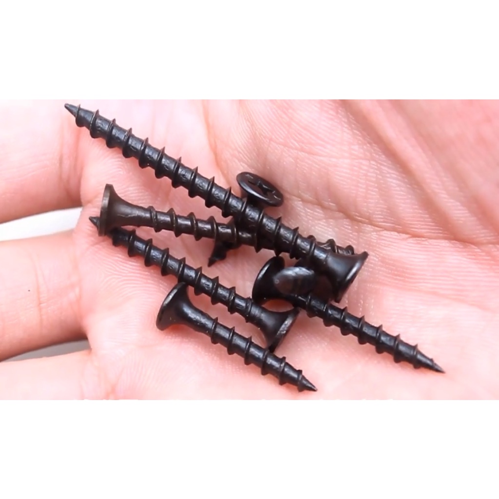 สกรูดำ เกลียวหยาบพิเศษ งานไม้โดยเฉพาะ แบ่งขาย 100กรัม ถุงเล็ก ตะปูเกลียว เกลียวปล่อย ตะปูเกลียวหยาบ สำหรับยึดไม้ - รูปที่ 3