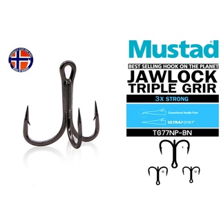 เบ็ด 3 ทาง MASTAD Jawlock Treble Hook BNสีดำ