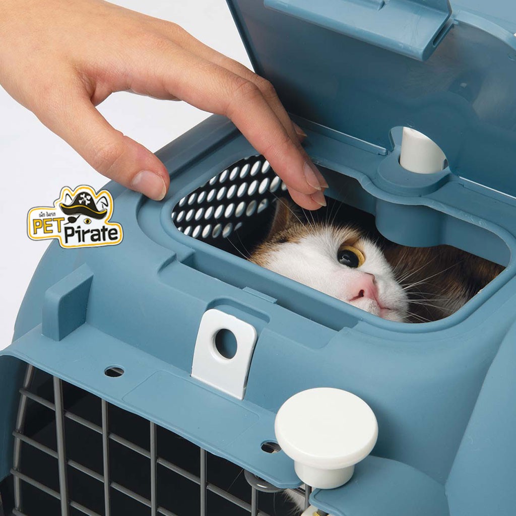 Catit กรงเดินทางแมว Cat Carrier กรงขึ้นเครื่องบิน มีช่องใส่น้ำและอาหาร ปลอดภัยด้วยระบบล็อคแน่นหนา กรงแมว กรงหมา No.100