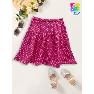 KiddeeCrew กระโปรงสั้นชมพูลายจุดขาว Pink and white polka dot mini skirt กระโปรงเด็ก เหมาะสำหรับอายุ 2-10 ปี